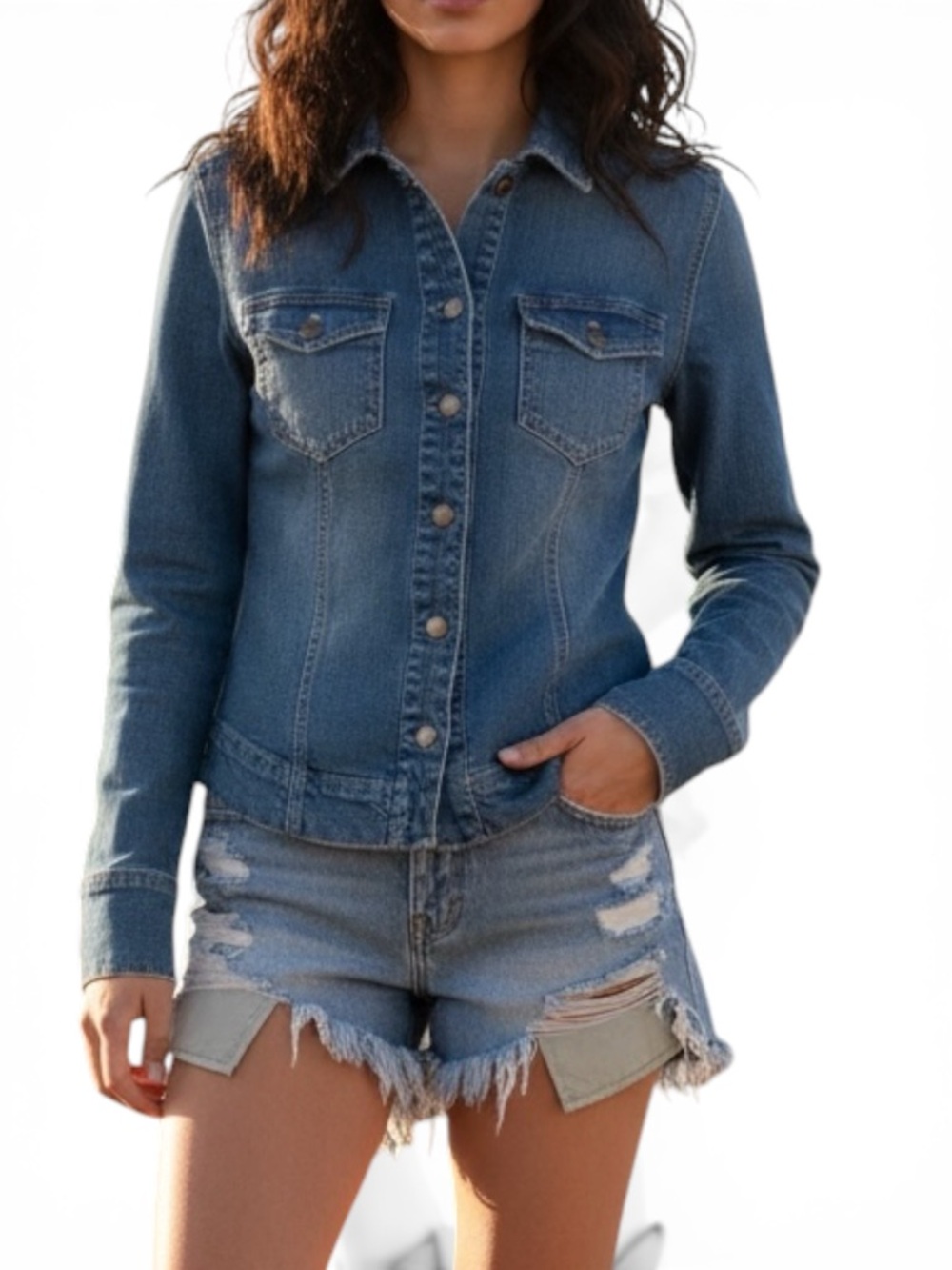 Free People Hendrix Classic Blue Denim Jacket